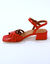 Sandales cuir à talon (rouge)