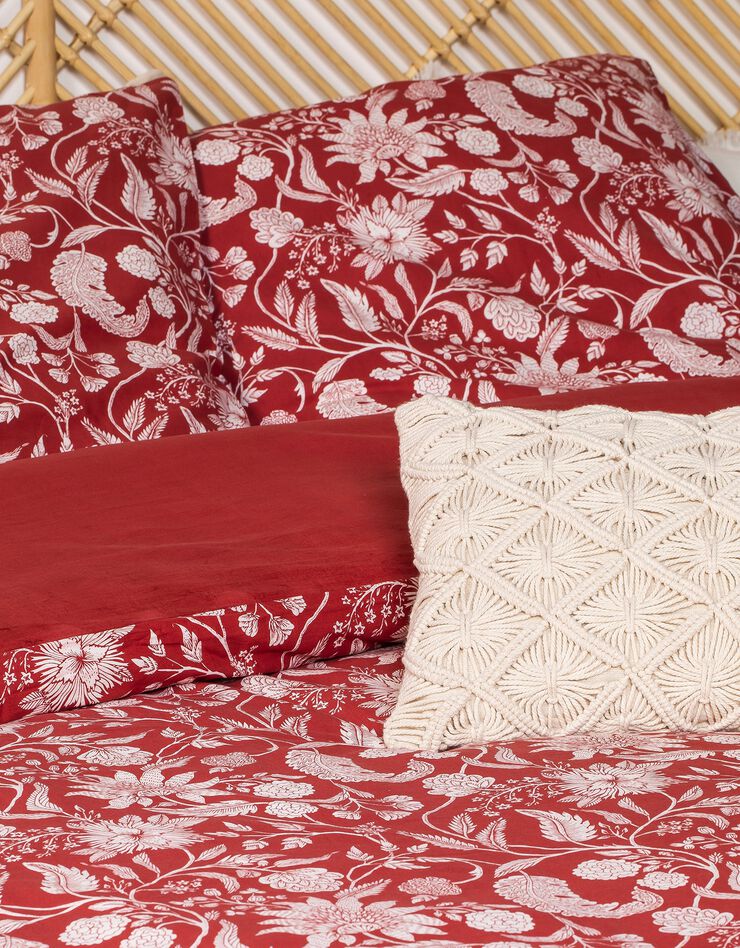 Parure de lit Cashmire - coton (rouge / blanc)