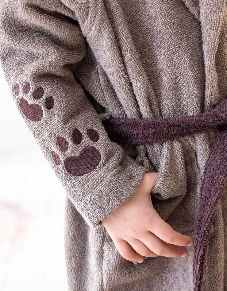 Peignoir de bain enfant chien éponge coton - 340g/m² (chocolat)