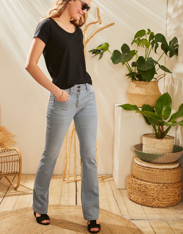 Jean délavé coupe bootcut stretch (gris) Jean délavé coupe bootcut stretch (gris)