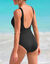 Maillot de bain 1 pièce à bandes (noir / vert)