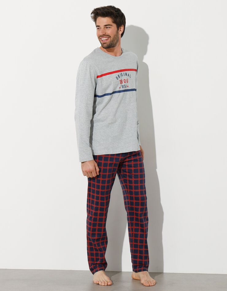 Pantalon pyjama imprimé carreaux (marine / rouge) Pantalon pyjama imprimé carreaux (marine / rouge)
