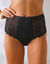 Culotte emboîtante taille haute microfibre et dentelle - lot de 2 (noir + ivoire)