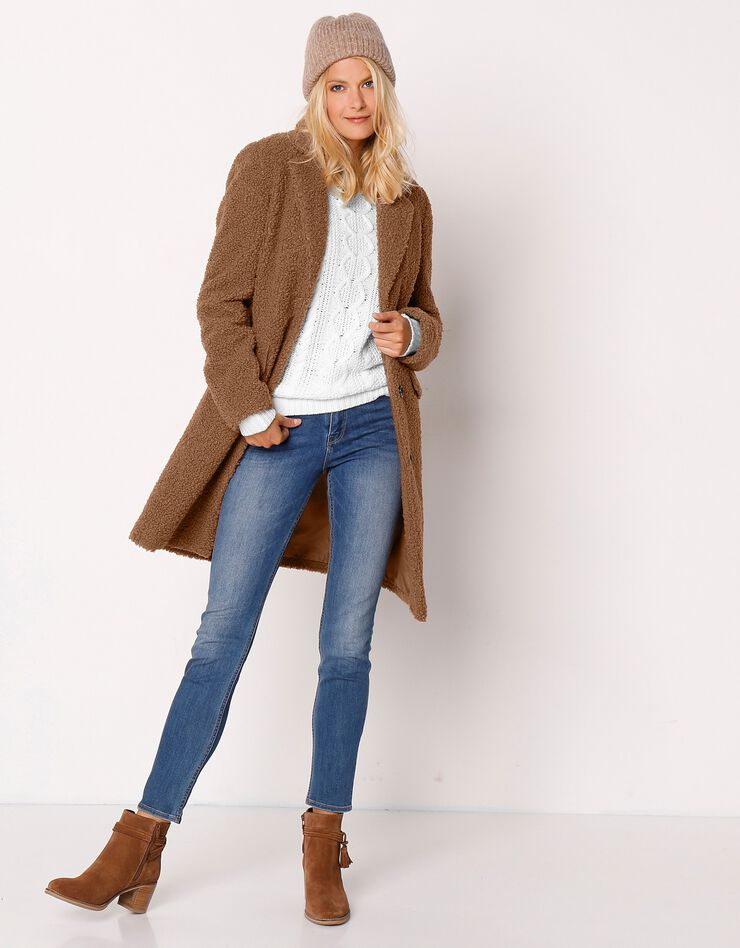 Manteau maille bouclette col tailleur (caramel) Manteau maille bouclette col tailleur (caramel)