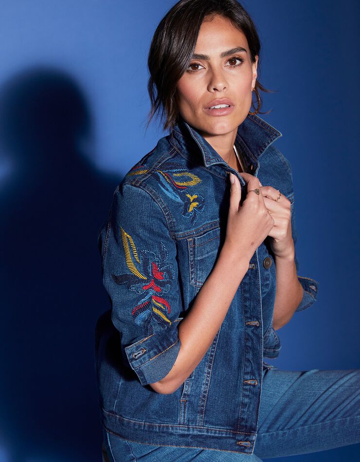 Veste en jean brodée (stone) Veste en jean brodée (stone)