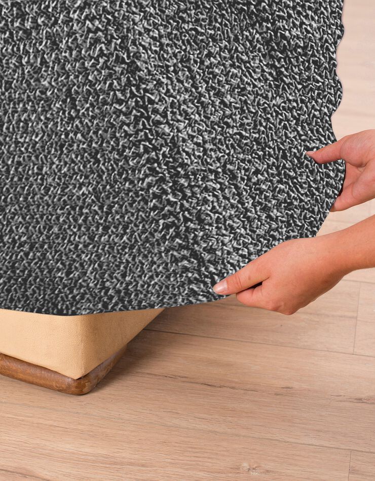 Housse bi-extensible imprimée gaufrée pour fauteuil et canapé (gris)