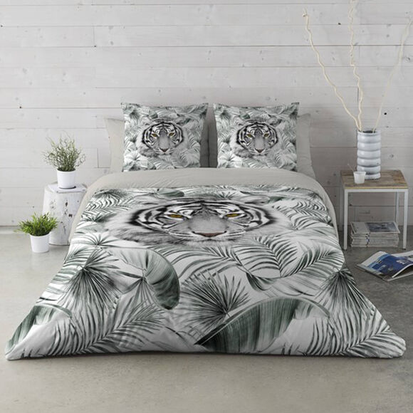 Linge de lit Tiger Jungle - coton (vert)