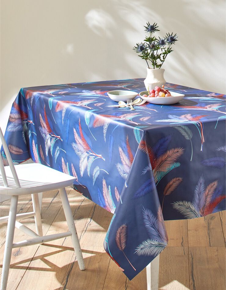 Nappe toile cirée imprimé fleurs pampa (bleu / rouge) Nappe toile cirée imprimé fleurs pampa (bleu / rouge)