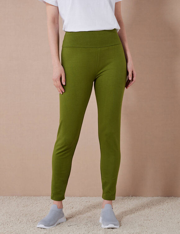 Legging taille haute spécial froid, molleton gratté (vert olive)