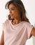 T-shirt uni détail boutonné maille jersey (rose grisé)