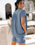 Blouse macramé, crépon coton (bleu grisé)