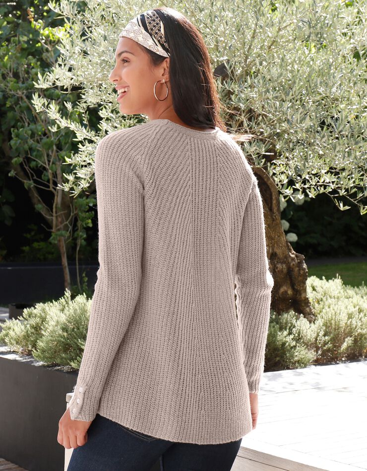 Pull évasé maille anglaise (taupe) Pull évasé maille anglaise (taupe)