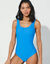 Maillot de bain 1 pièce spécial piscine uni (bleu)