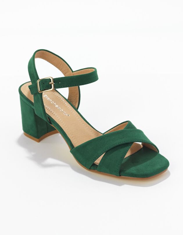 Sandales à talon brides croisées (vert)