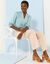 Pantalon droit large ceinturé, tissu fluide (beige)