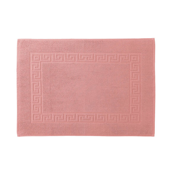 Tapis de bain &eacute;ponge 600 g/m&sup2; liteau motif frise grecque (bois de rose)