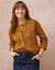 Cardigan boutonné maille anglaise manches longues (havane chiné)