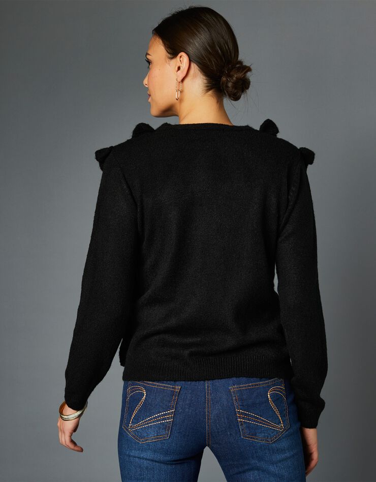 Gilet volanté maille ajourée (noir) Gilet volanté maille ajourée (noir)
