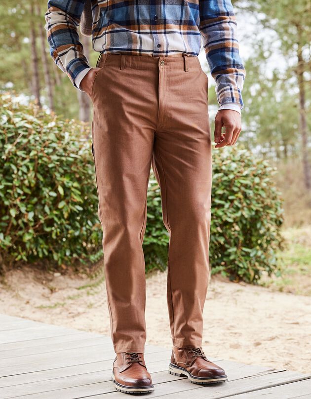 Pantalon charpentier en tissu bachette (beige)