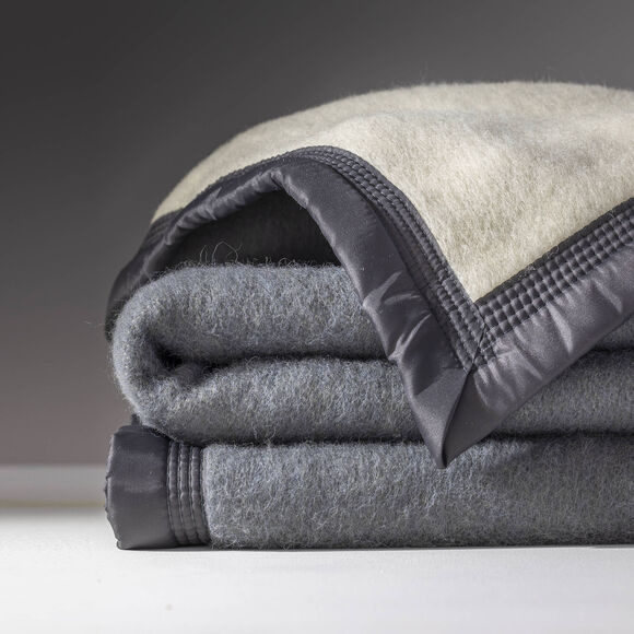 Couverture bicolore pure laine 600 g/m² (gris foncé)