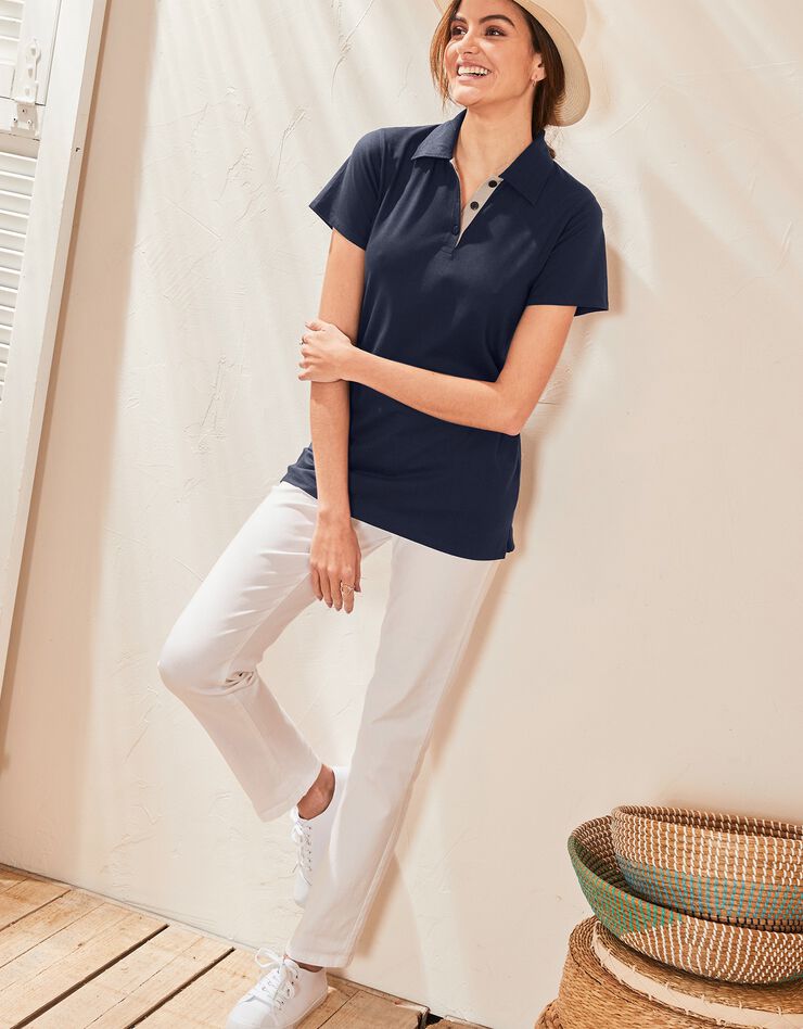 Polo manches courtes bicolore (marine / gris) Polo manches courtes bicolore (marine / gris)