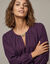 Robe courte col rond bijou, manches longues, cr&ecirc;pe (aubergine)