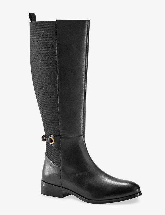 Bottes cavali&egrave;res en cuir, sp&eacute;cial larges mollets (noir)
