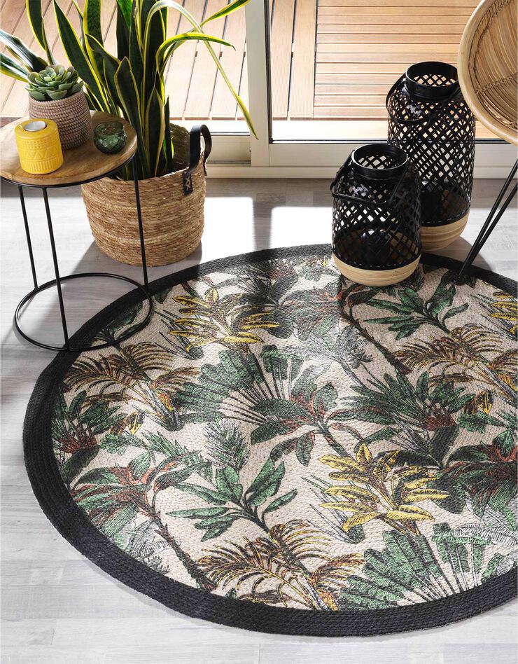 Tapis imprimé palmiers - rond (imprimé) Tapis imprimé palmiers - rond (imprimé)