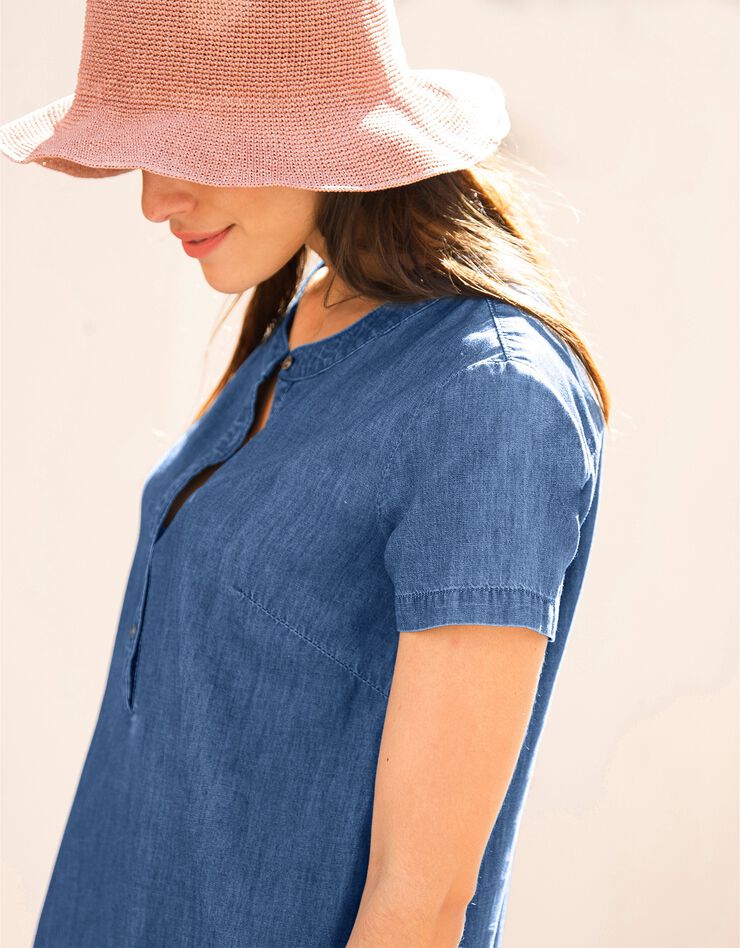 Robe forme housse denim léger, éco-responsable (stone) Robe forme housse denim léger, éco-responsable (stone)