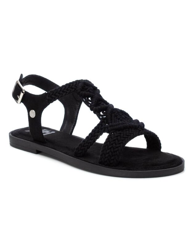 Sandales plates dessus macramé  (noir)