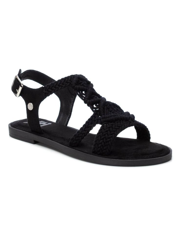 Sandales plates dessus macramé  (noir)