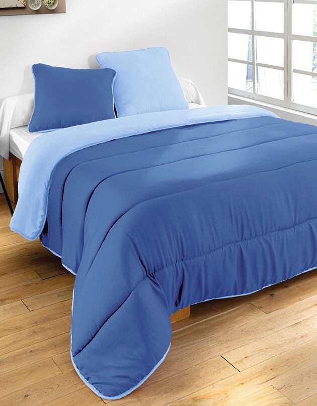 Couette bicolore microfibre 350g/m2 (bleu océan / bleu ciel)