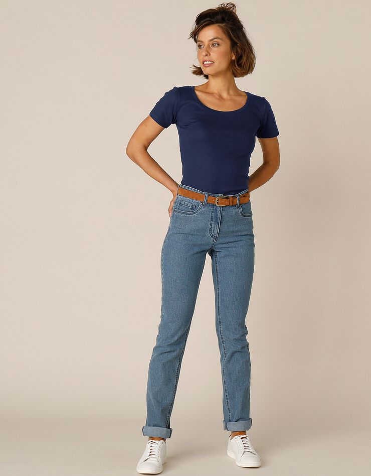 Tee-shirt col rond uni manches courtes jersey coton bio (marine) Tee-shirt col rond uni manches courtes jersey coton bio (marine)