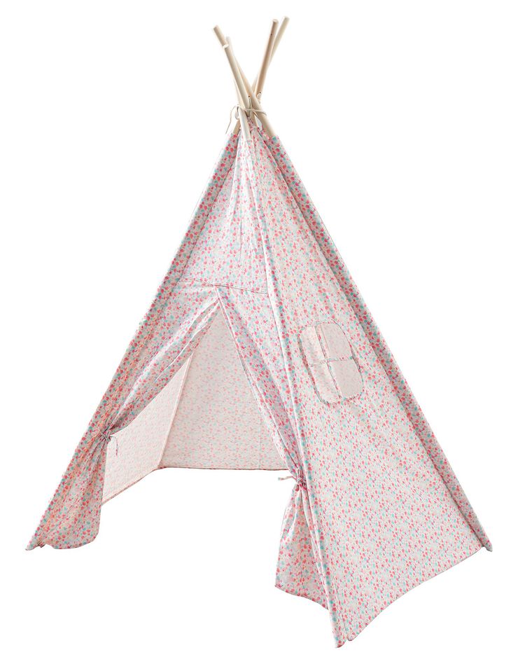 Tipi enfant imprimé fleuri (rose / blanc)
