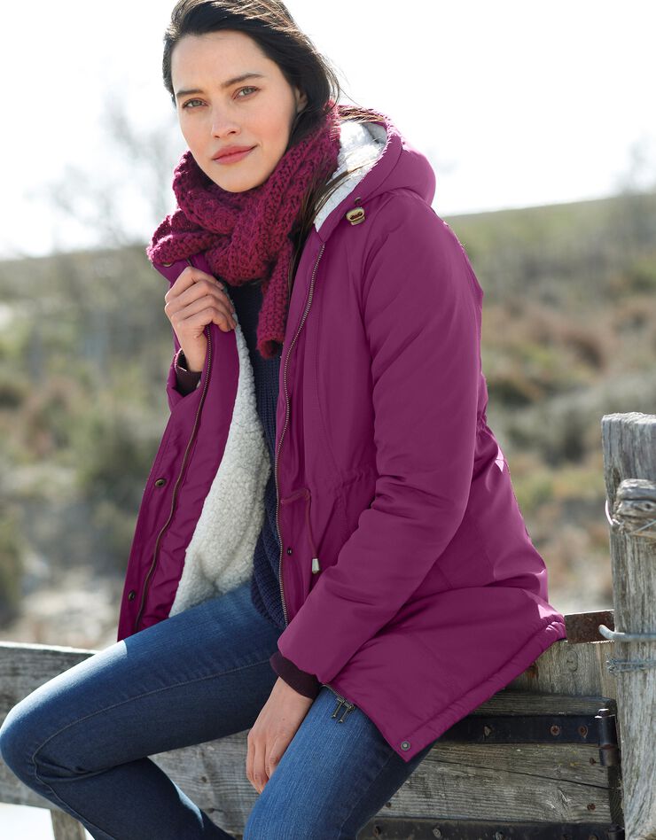 Parka mi-longue doublée maille peluche (prune) Parka mi-longue doublée maille peluche (prune)