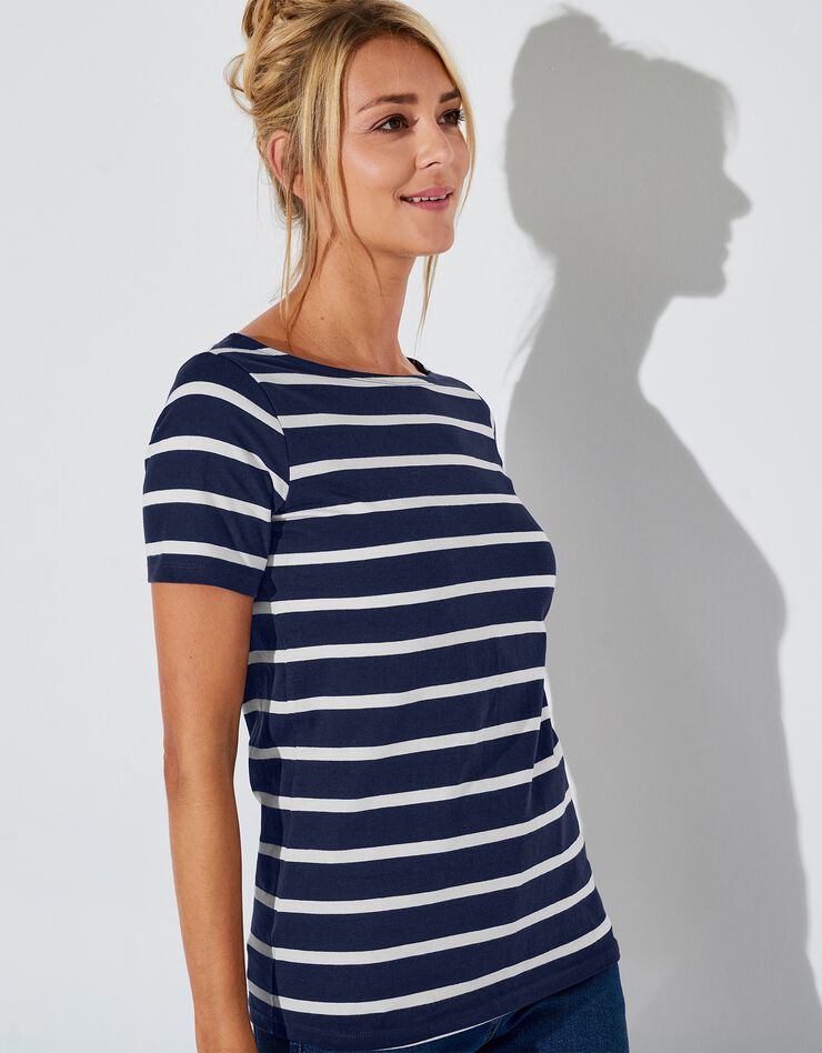 Tee-shirt marinière, manches courtes (marine / blanc) Tee-shirt marinière, manches courtes (marine / blanc)