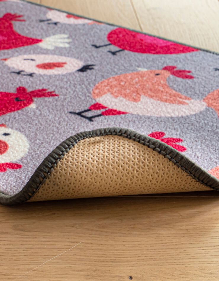 Tapis cuisine motif poules (multicolore)