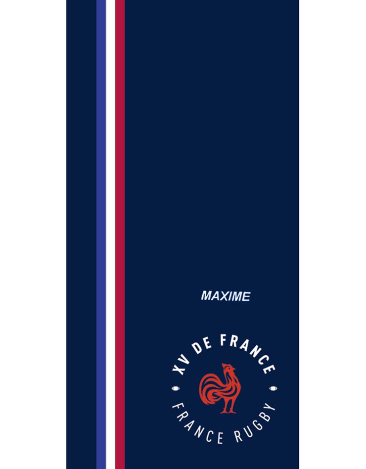 Drap de bain XV de France FFR® personnalisable  (bleu marine)