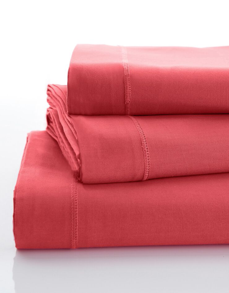 Linge de lit uni polyester-coton Colombine (rose pivoine)