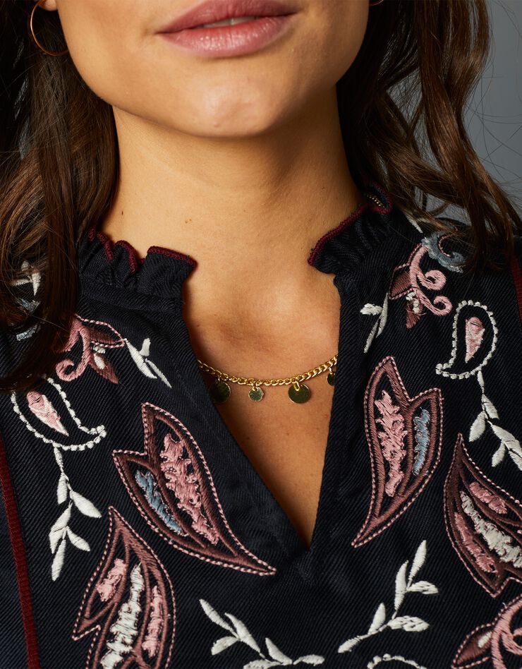 Blouse brodée manches longues (noir) Blouse brodée manches longues (noir)