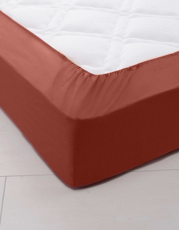 Drap-housse uni coton bonnet 32 cm (terracotta)