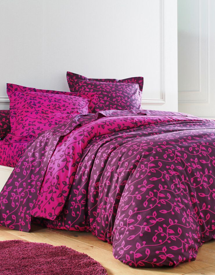 Linge de lit Héritage flanelle à motifs volutes (fuchsia / prune)