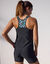 Tankini imprim&eacute; dos nageur Upala - coques amovibles (noir / turquoise)
