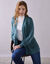Gilet long porter ouvert, maille anglaise toucher doux (vert sauge)