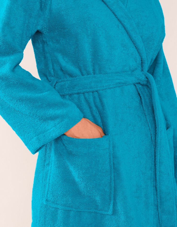 Peignoir mixte adulte col capuche éponge bouclette (turquoise)