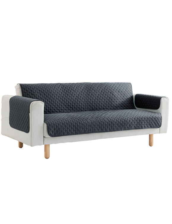 Prot&egrave;ge-salon antiglisse microfibre matelass&eacute; (gris)