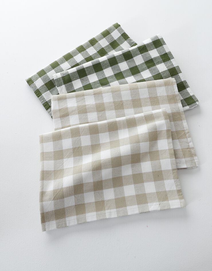 Torchons de vaisselle à carreaux vichy - lot de 4 (vert + beige) Torchons de vaisselle à carreaux vichy - lot de 4 (vert + beige)