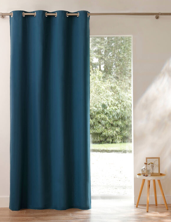 Rideau occultant bachette uni (bleu)