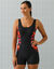 Combishort de bain imprim&eacute; Lohena (noir / orange)