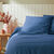 Jeté de lit uni tissé coton (bleu)